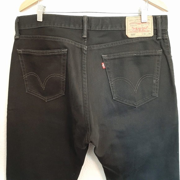 Levi's 505 Black Straight Fit Jeans Size 36 X 30 - Picture 8 of 14